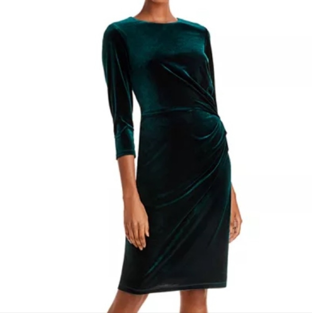Eliza J Dark Green Velvet Holiday Dress